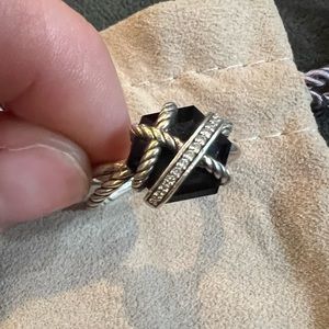 David Yurman Woman’s Cable wrap ring with gemstones & diamonds black onyx size 8